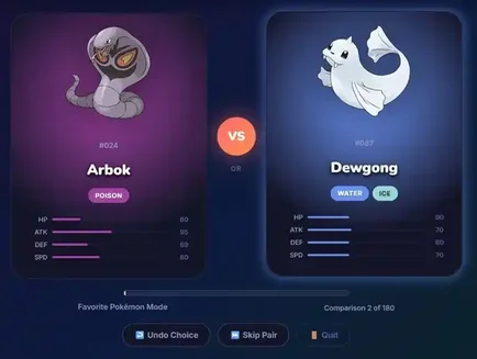 VS Comparison Screen