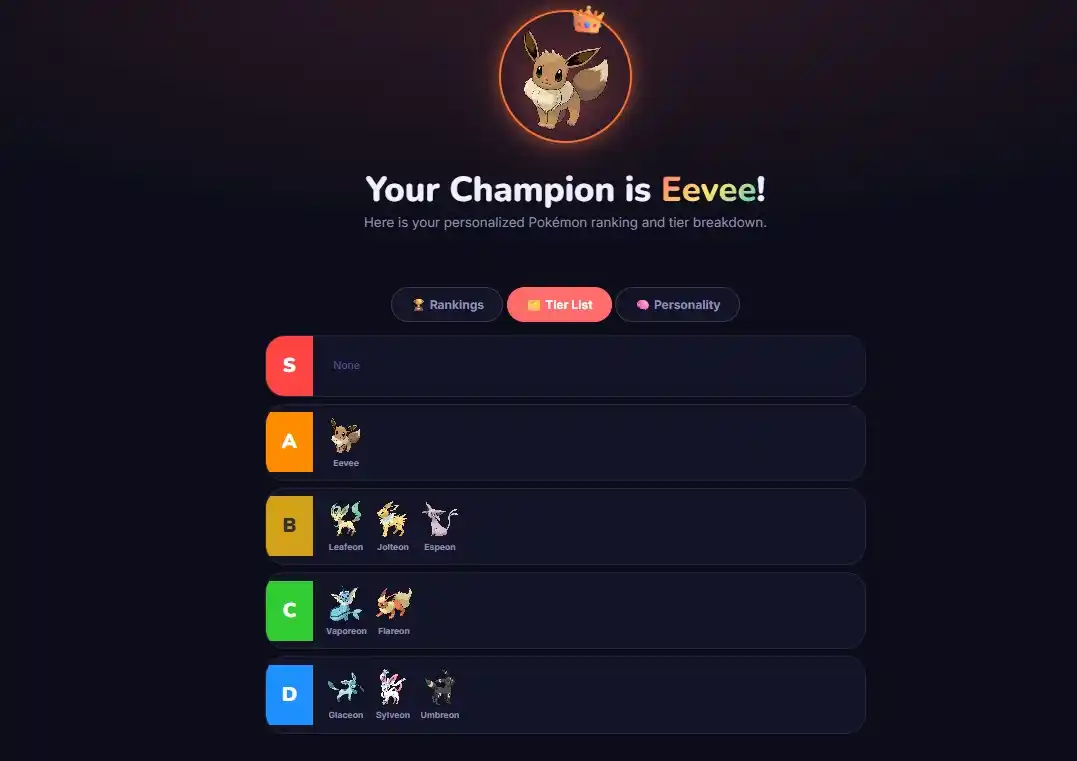 favorite eeveelution picker result