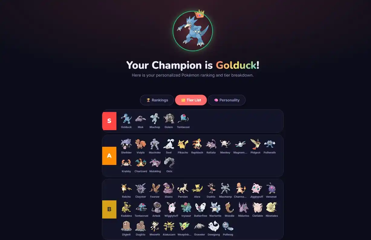 favorite grass pokemon picker result