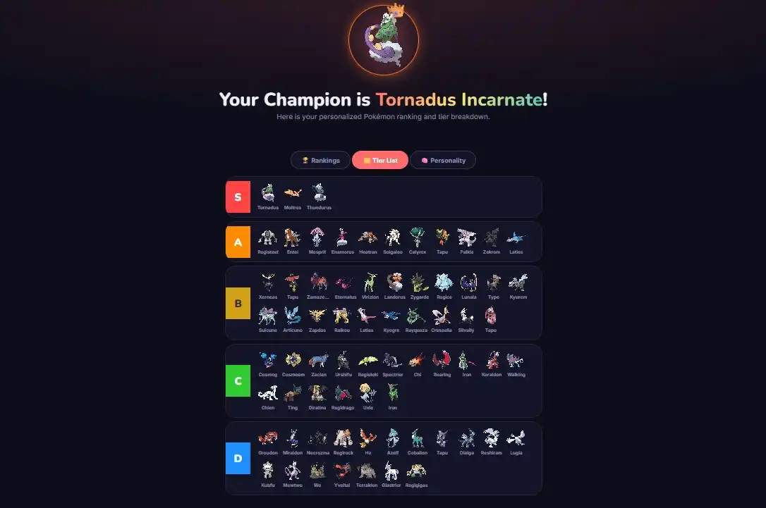 favorite legendary pokemon picker result