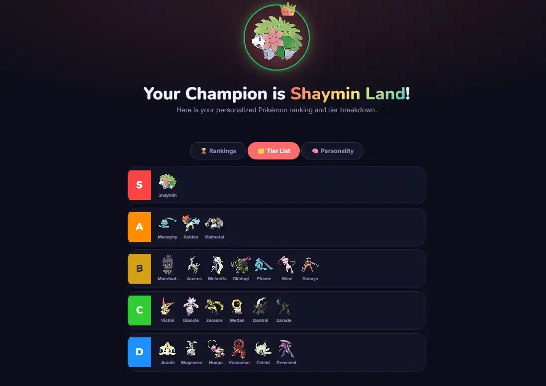 favorite mythical pokemon picker result