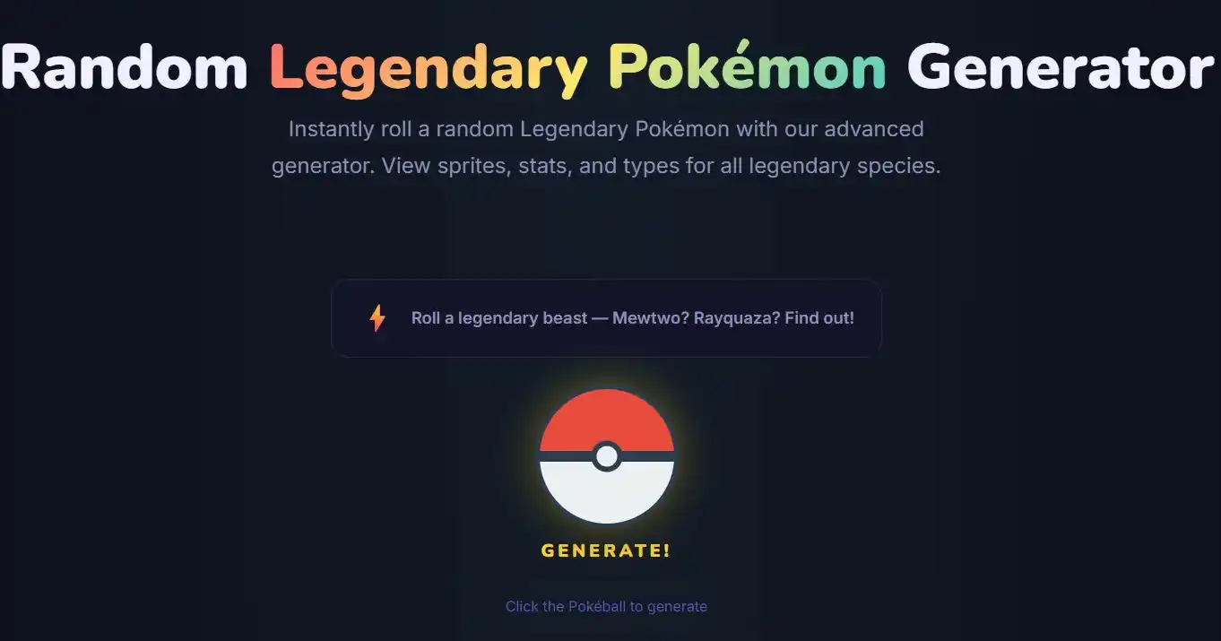 random legendary pokemon generator