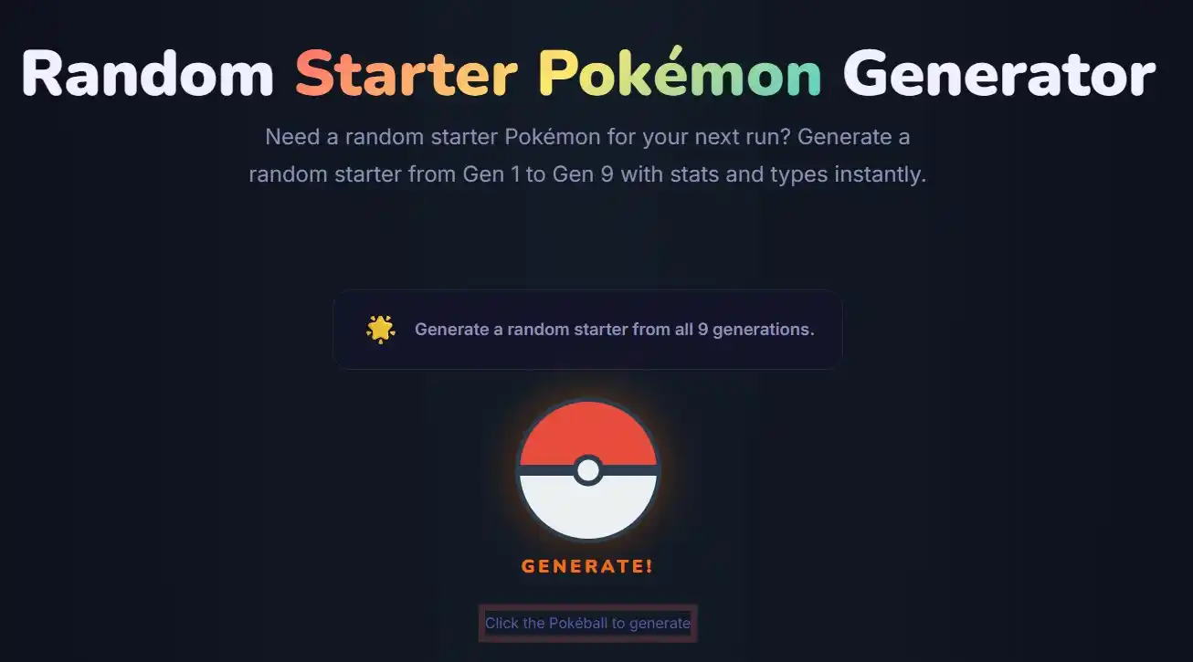 random starter pokemon generator